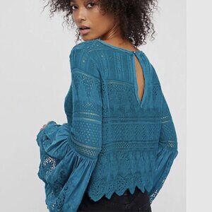 Free People Once Upon A Time Top | Bell Sleeve Aqua XS Top